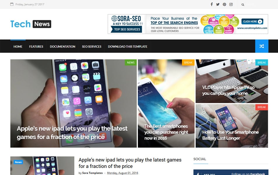 Tech News Responsive Blogger Template