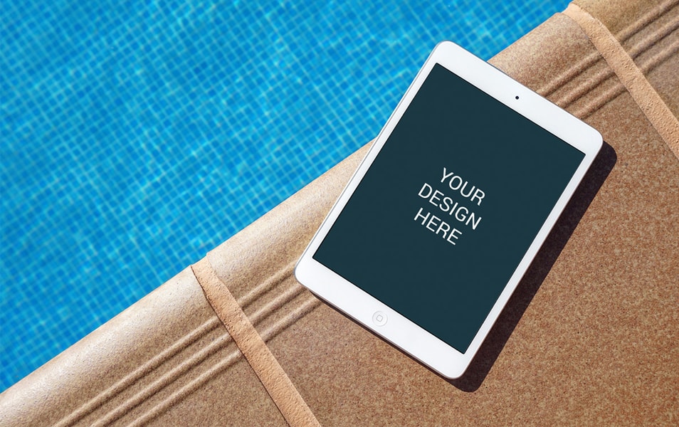 iPad Near Pool Mockup