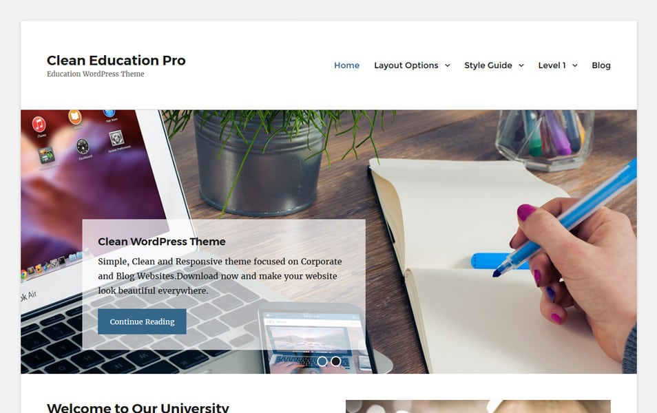 Clean Education Responsive WordPress Theme