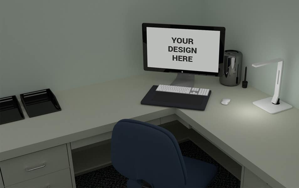 Desktop on Table Mockup
