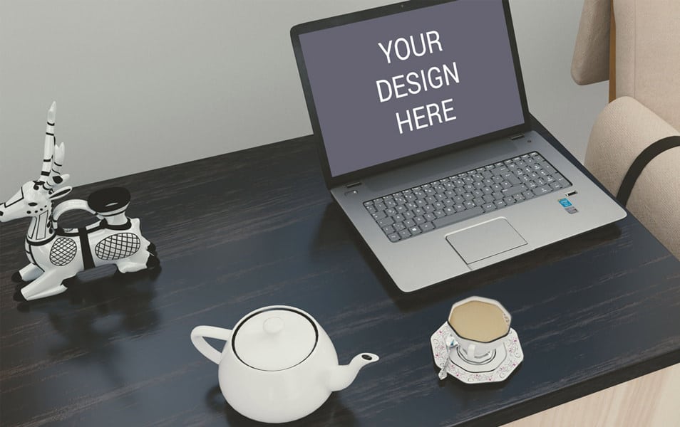 Laptop on Desk Mockup