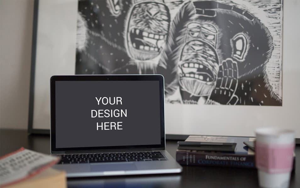 Macbook Air on Table Mockup