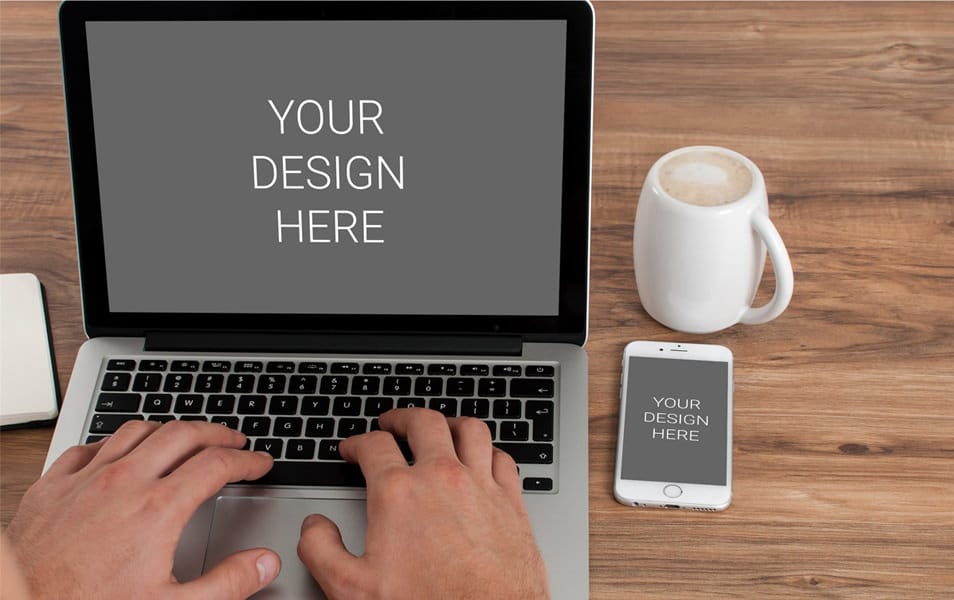 Macbook With iPhone Mockup
