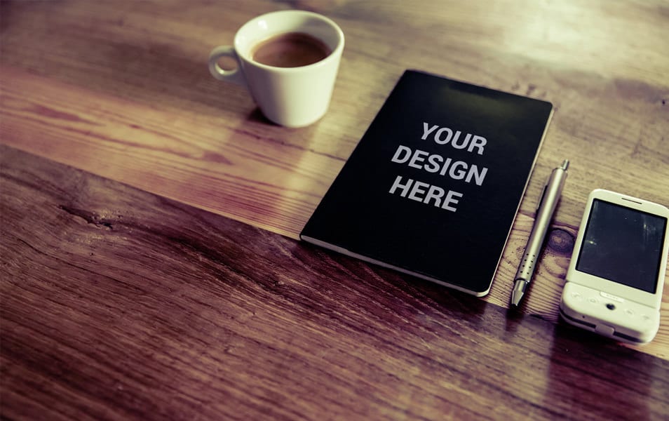 Realistic Book with Pen and Coffee