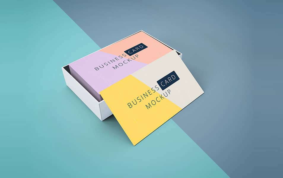 Business Card Mockup In Cardboard Box