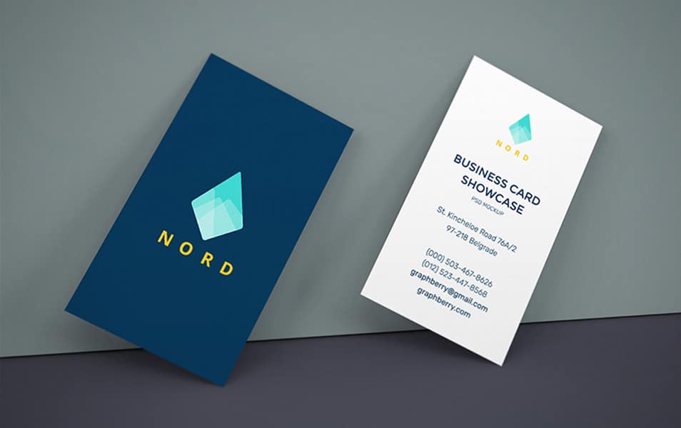 Business Cards On Wall Mockup