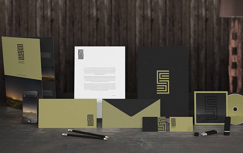 Dark gold stationary mockup