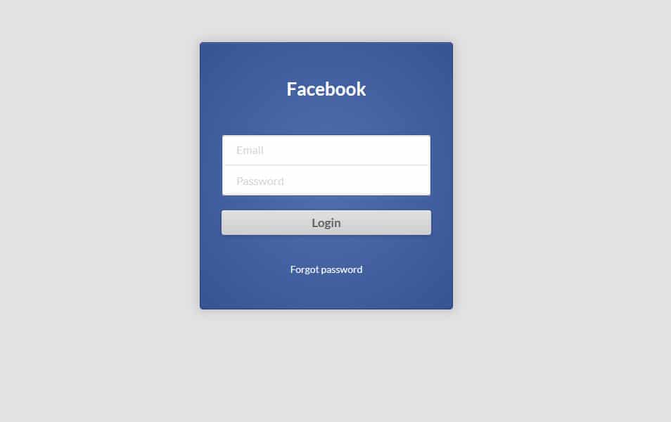 Facebook Login Form