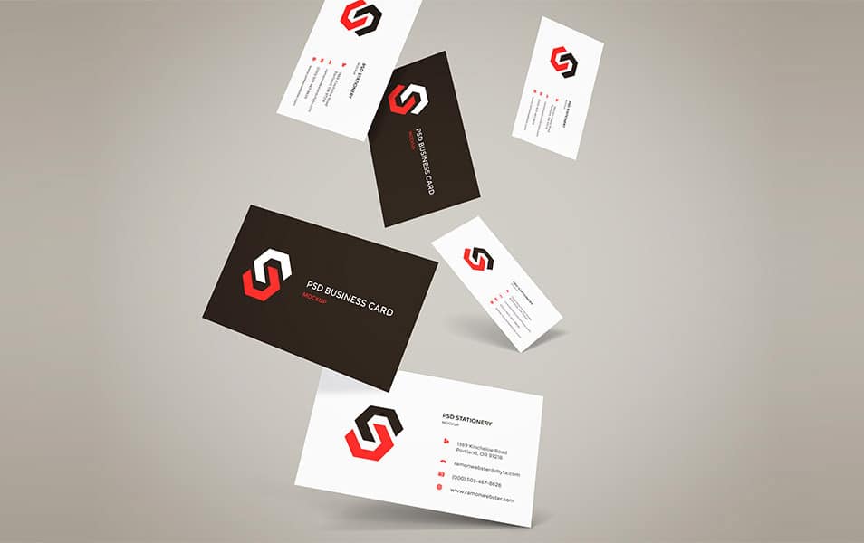 Flying Business Cards Mockup Vol.12
