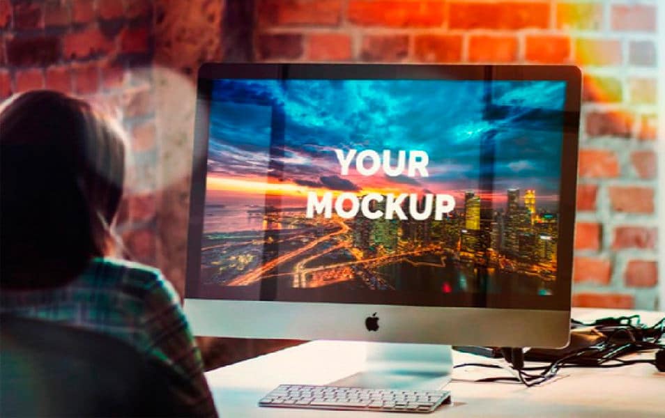Free iMac 27-Inch Office Mockup