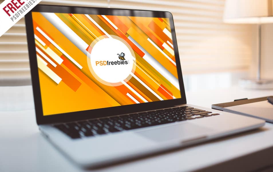 Macbook Pro in Indoor Mockup PSD