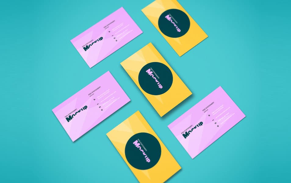 Perspective Business Cards Mockup
