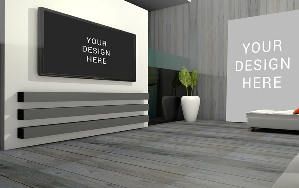 Tv With Poster Mockup