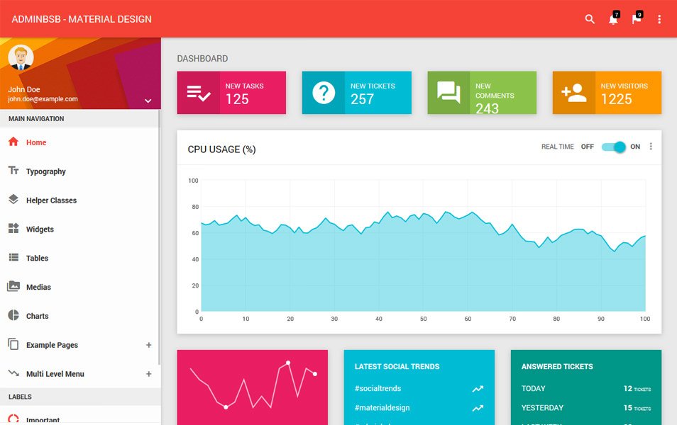 AdminBSB - طراحی مواد در فریم ورک Laravel