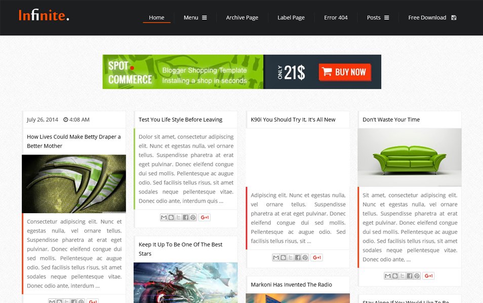 Infinite Responsive Blogger Template