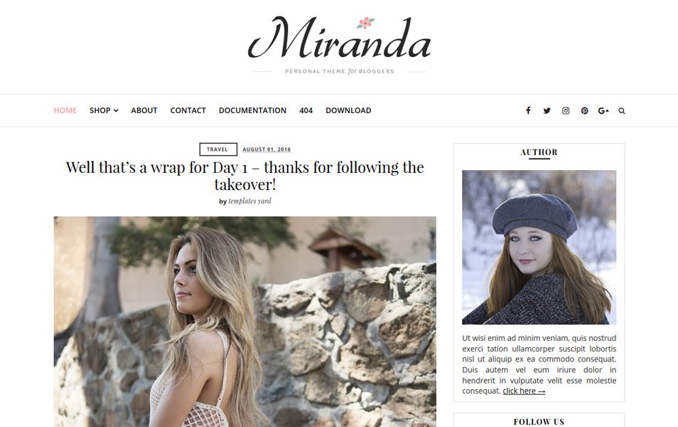 Miranda Minimal Blogger Template