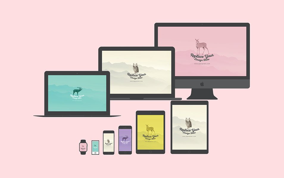24 Free Flat Vector Apple Device Mockups