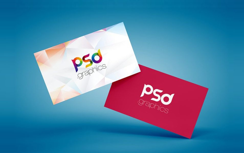 Floating Business Card Mockup Free PSD