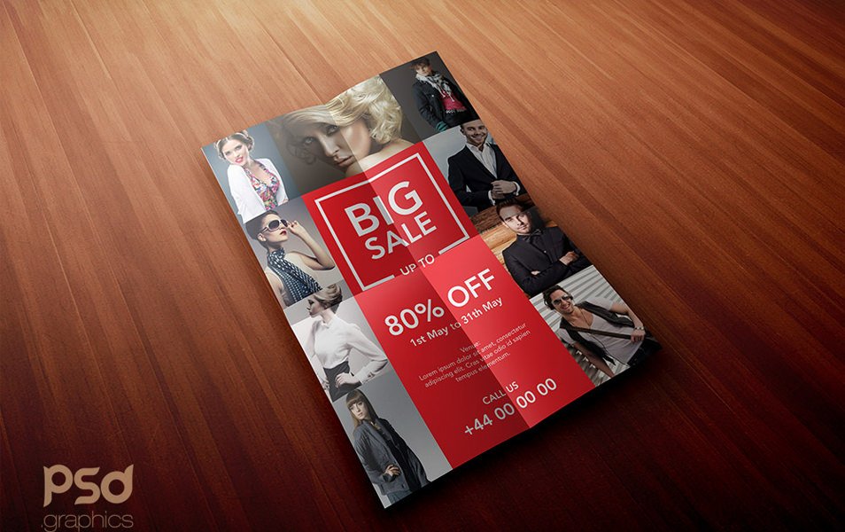 Folded A4 Paper Mockup PSD