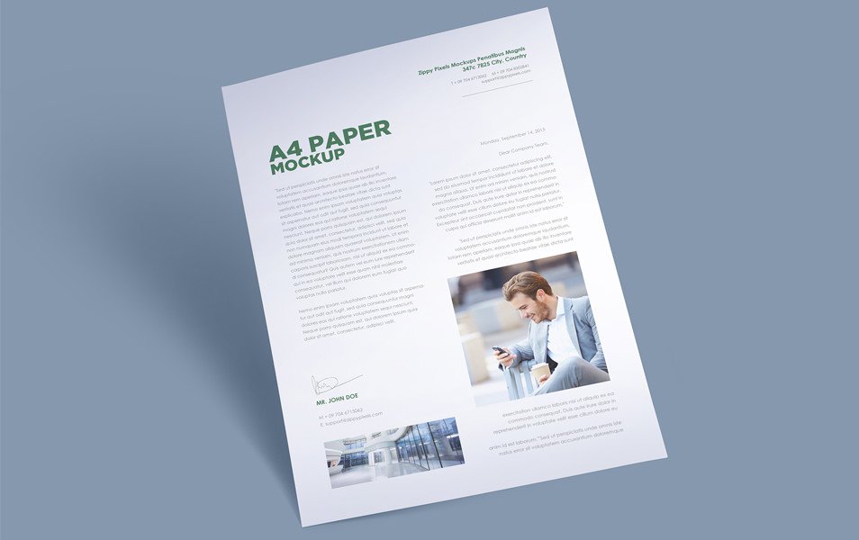 Free A4 Paper Mockup