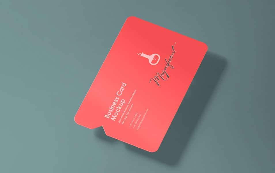 Free Creative Business Card Mockup With Die Cut & Inner Cut Style