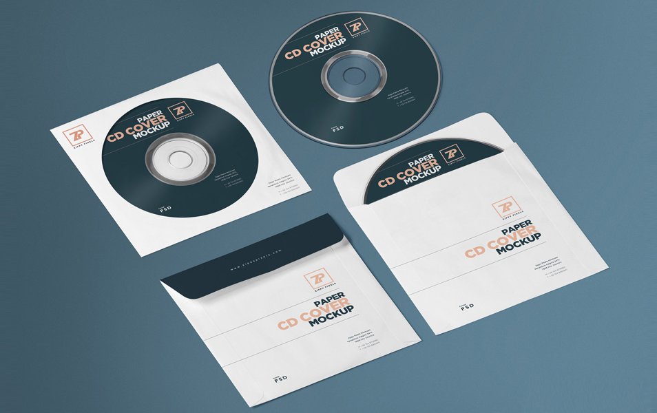 Free Isometric Paper CD Cover Mockup