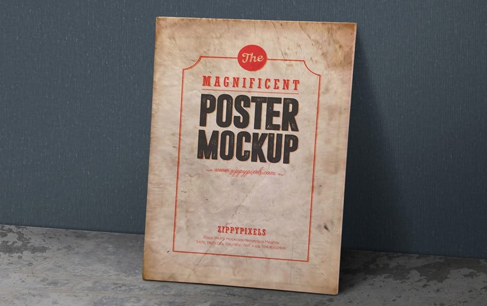 Free Magnificent Vintage Poster Mockup PSDs