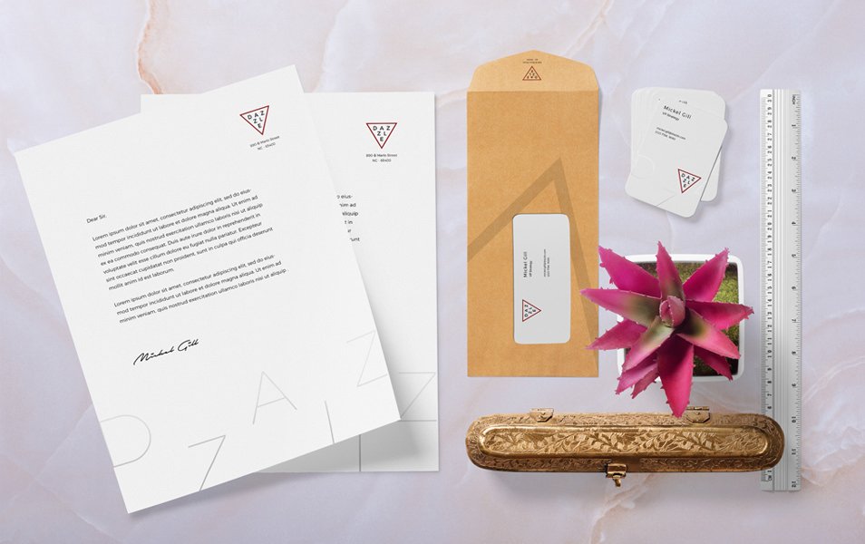 Free Stationery Mockup Scene With 6 Objects + 4K Background