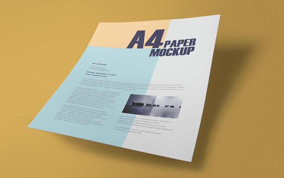 Free Textured A4 Paper Mockup PSD