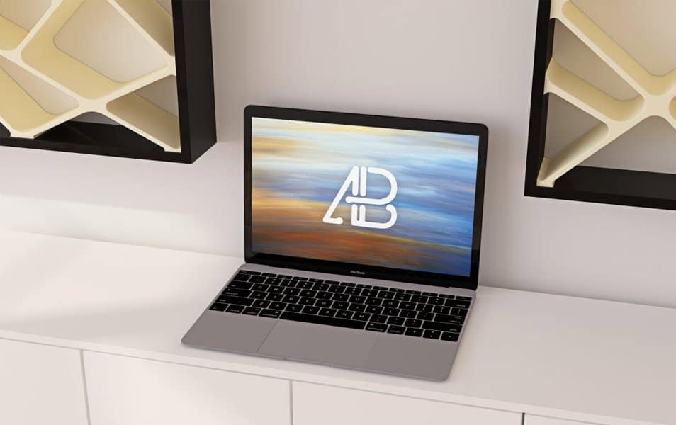 Realistic 12-Inch Macbook Mockup