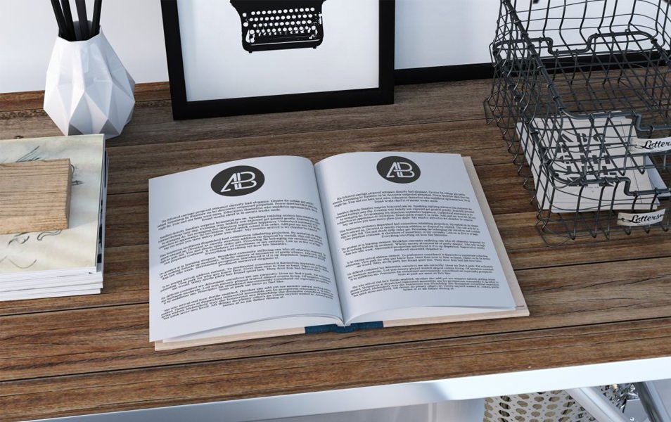 Realistic Open Book Mockup