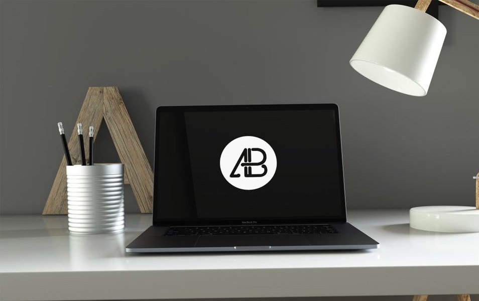 Realistic Space Gray Macbook Pro Mockup Vol.5