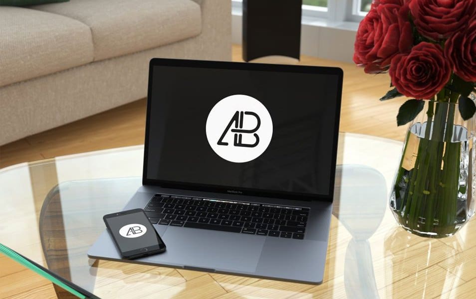 Realistic Space Gray Macbook Pro Mockup Vol.7