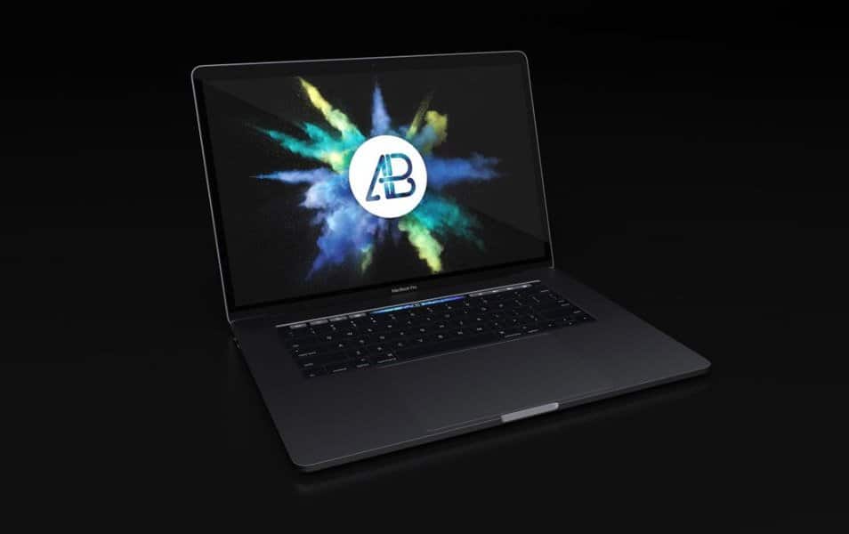 Realistic Space Grey Macbook Pro Mockup