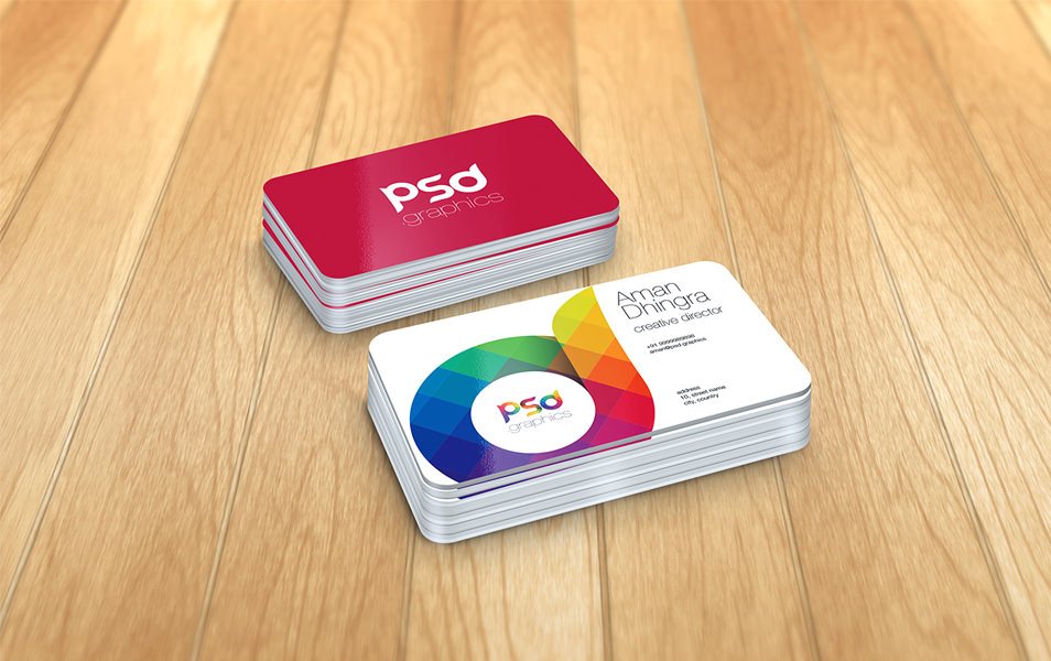 Rounded Corner Business Card Mockup Free PSD Graphics