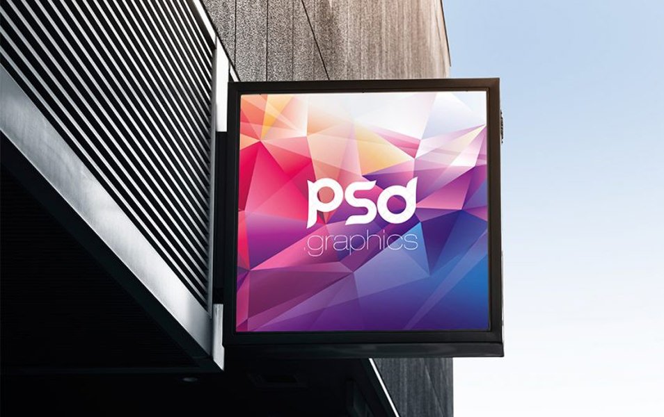 Square Signboard Mockup Free PSD