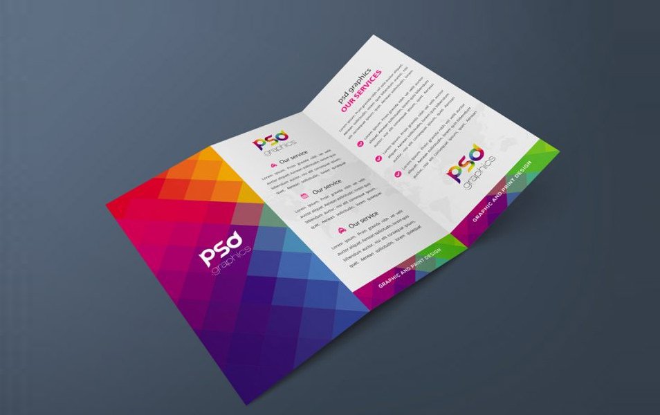 Tri-Fold Brochure Mockup Free PSD Graphics