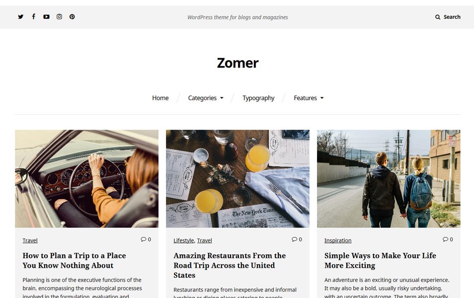 Zomer Responsive WordPress Theme