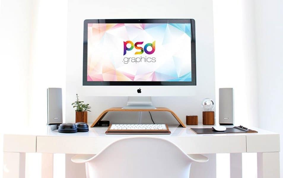 iMac Workspace Mockup Free PSD