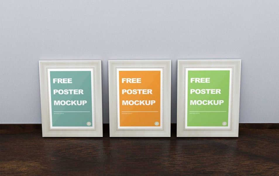 Free Realistic Poster Frame Mockup